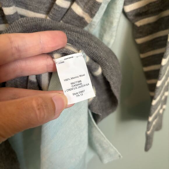 J Crew Merino Wool Stripe 3/4 Sleeve Sweater - Picture 5 of 5